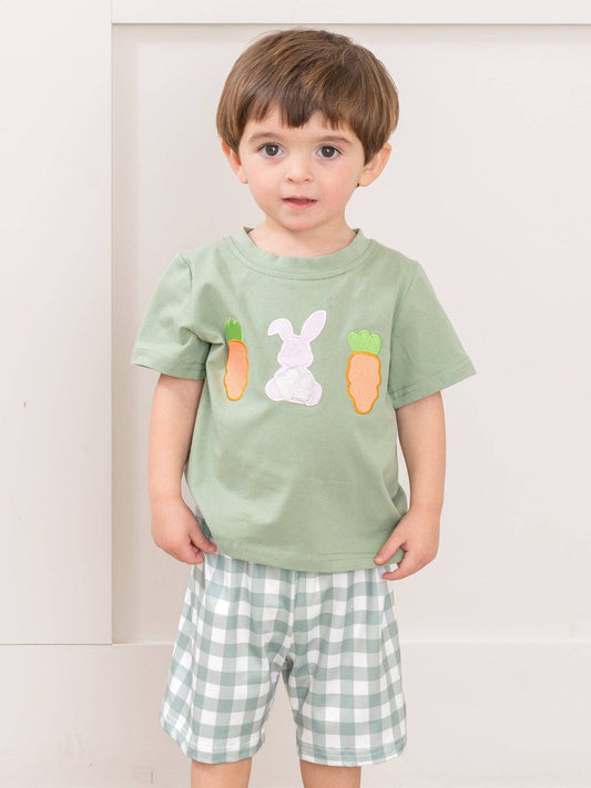 Gingham Carrot Patch Embroidered Outfit