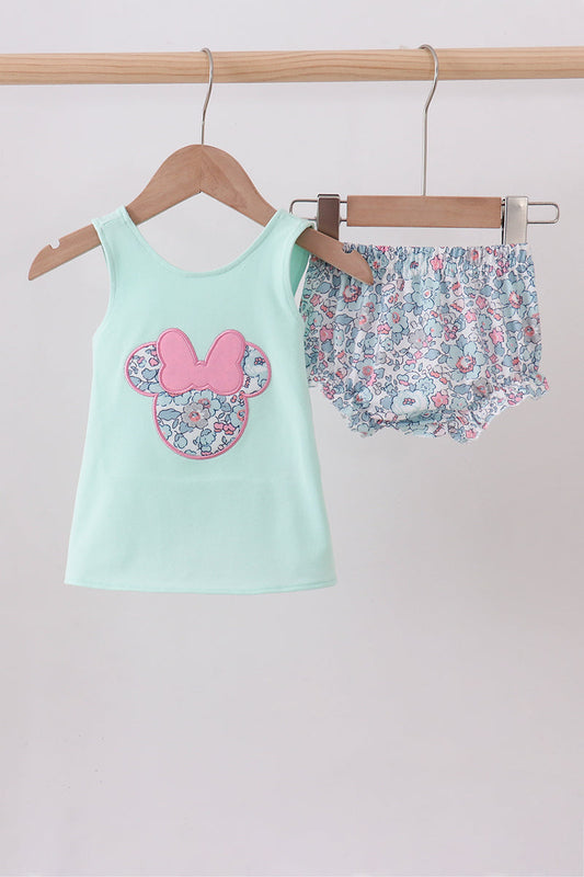 Mint Floral Character Bloomer Set