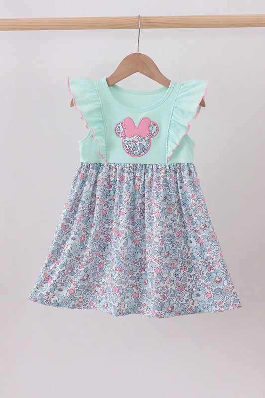 Mint Floral Character Ruffle Dress
