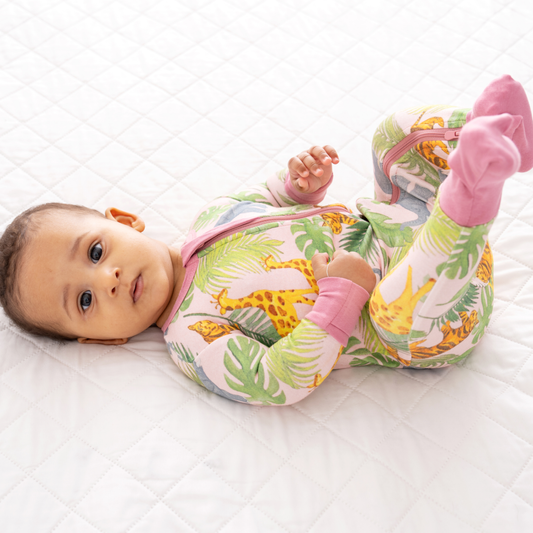 Baby Bamboo Pajamas w/ DreamCuffs® - Pink Safari