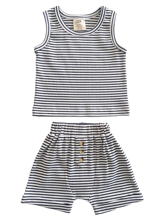 Black Stripe / Organic Ribbed Tank & Short Set (Baby - Kids)