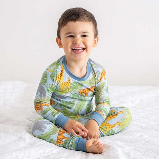 Toddler/Kids Bamboo Pajamas - Blue Safari