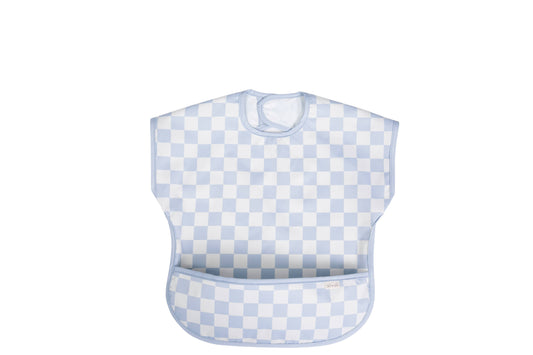 Smock Bib for Baby & Toddler Short Sleeve (Blue Checkers)