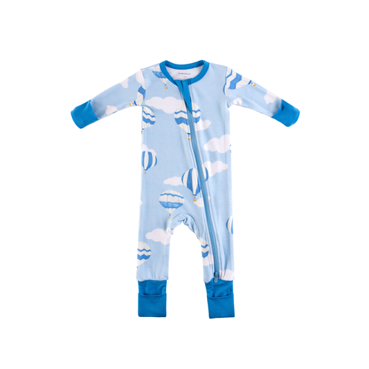 Baby Bamboo Pajamas w/ DreamCuffs® - Hot Air Balloons