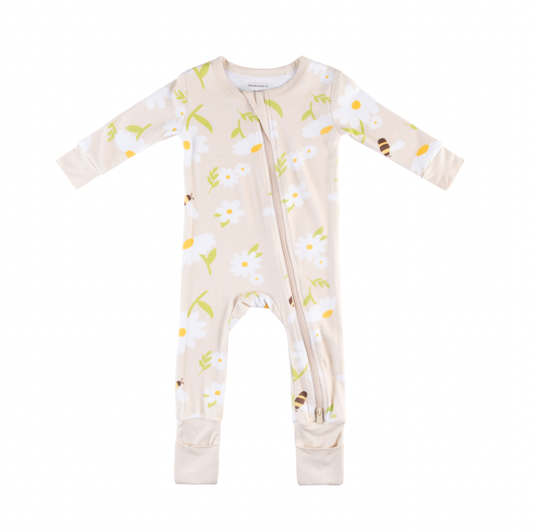 Baby Bamboo Pajamas w/ DreamCuffs® - Honey Bees