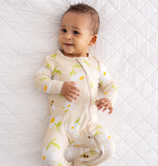Baby Bamboo Pajamas w/ DreamCuffs® - Honey Bees