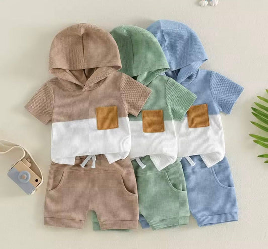 Color Block Waffle Knit Set