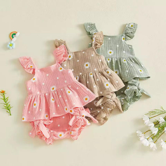 Linen Ruffled Bloomer Set