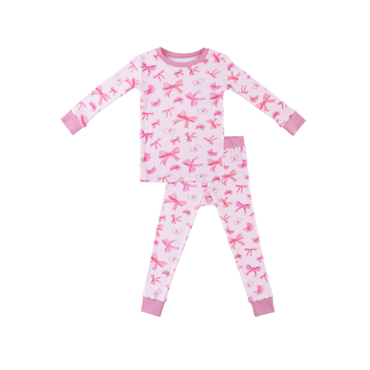 Toddler/Kids Bamboo Pajamas - Pink Bows