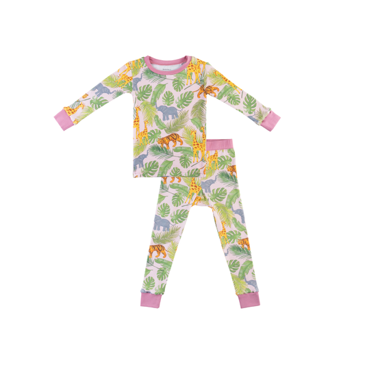 Toddler/Kids Bamboo Pajamas - Pink Safari