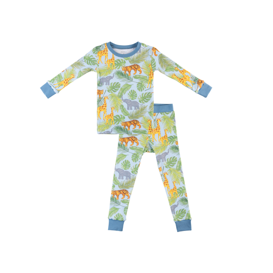 Toddler/Kids Bamboo Pajamas - Blue Safari