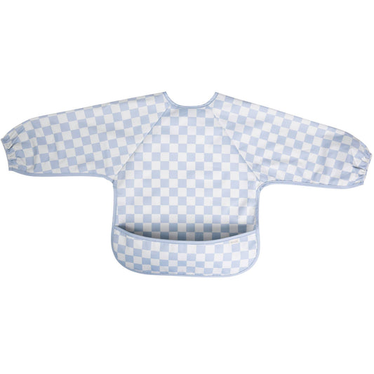 Smock Bib for Baby & Toddler Long Sleeve (Blue Checkers)