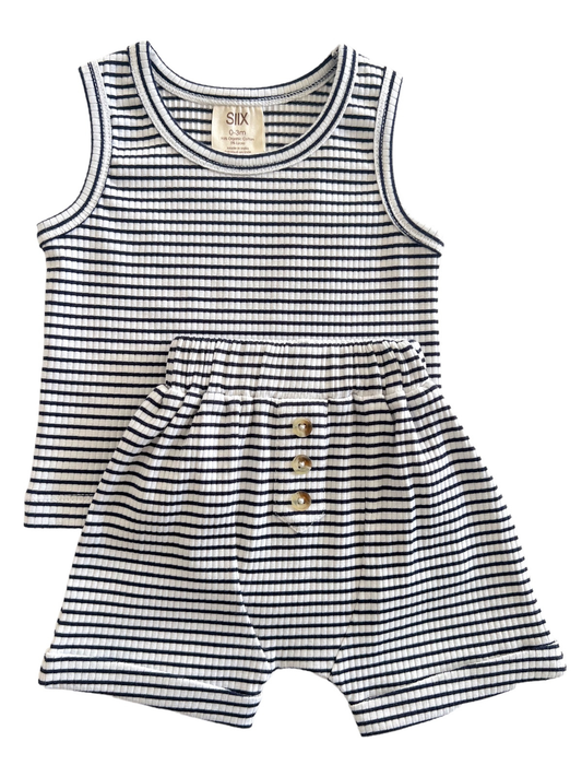 Black Stripe / Organic Ribbed Tank & Short Set (Baby - Kids)